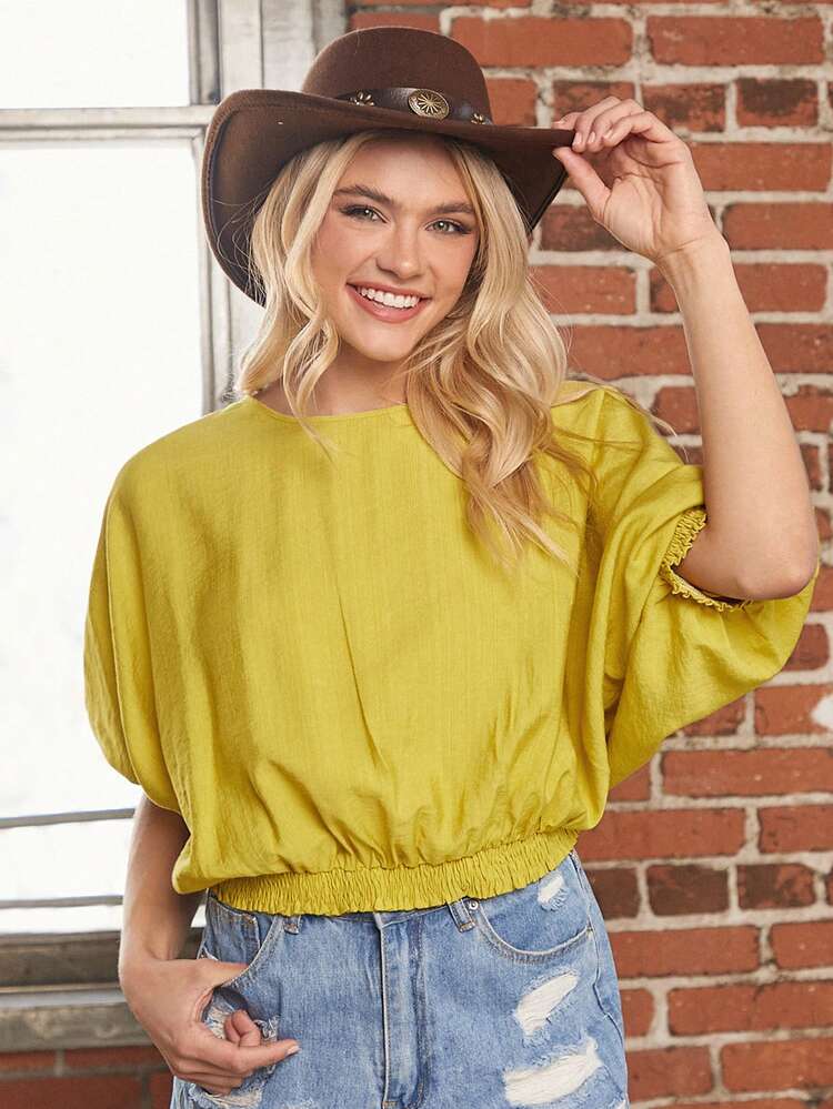 Ladies' Solid Color Simple Daily Wrinkle Shirt