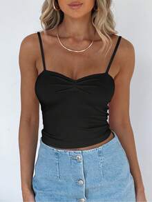 Summer Y2K Bodycon Slim Fit Camisole Top For Women, Inner Wear Basic Tank Top - Black - View 5