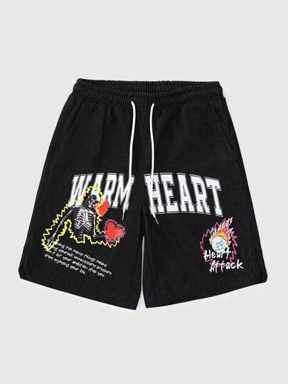 Street Life Men's Slogan Print Denim Shorts, Perfect For Daily Wear In Spring And Summer