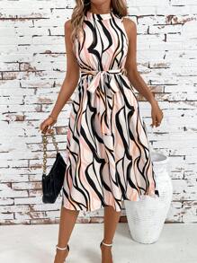 SHEIN Clasi Artistic Cherry Blossoms Print Summer Mid-Length Dress,Summer Dresses For Women - Multicolor - View 4