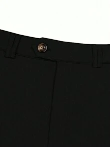 Men's Solid Color Casual Tapered Cargo Pants With Pockets - Black - View 6