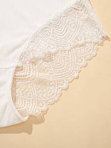 女性3入組純色對比花邊三角褲