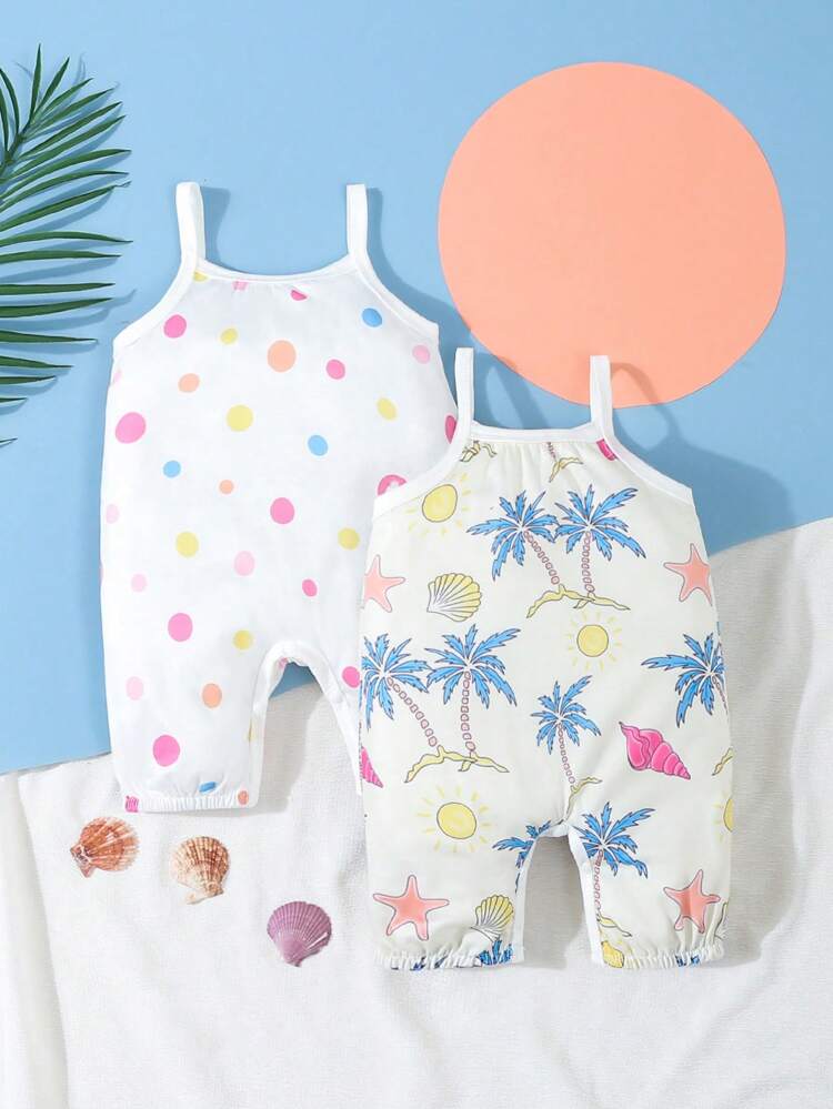 Baby Girls' Elegant Allover Print Romper For Summer