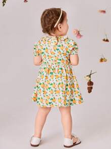 SHEIN Robe élégante à motif floral pour bébé fille pour le printemps et l'été - Multicolore - Voir 2