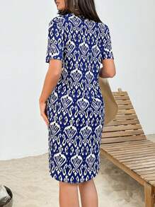 RueChic Navy Blue Printed Mini Dress - Navy Blue - View 2