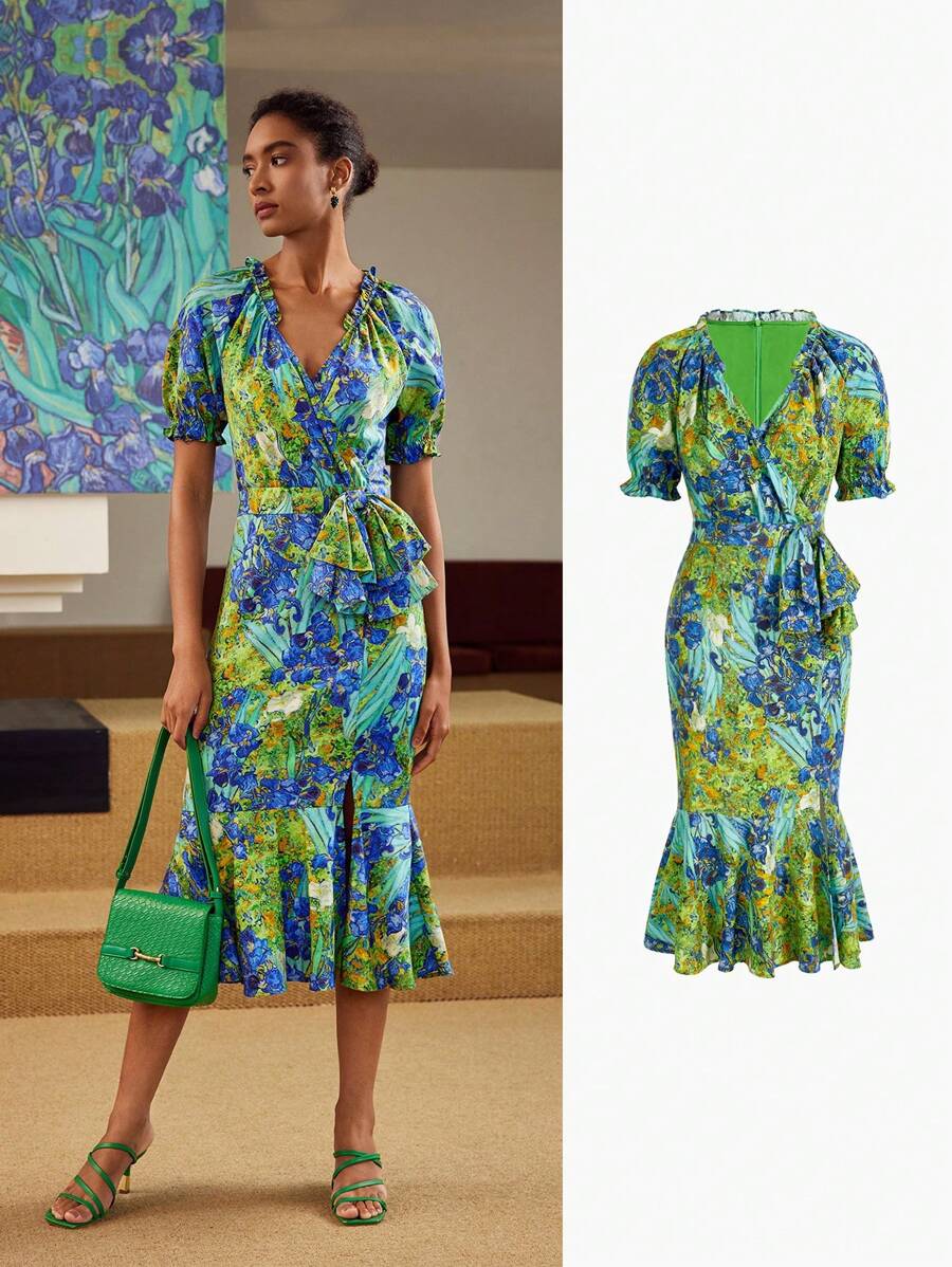 MOTF PREMIUM 全印花斜裁裙