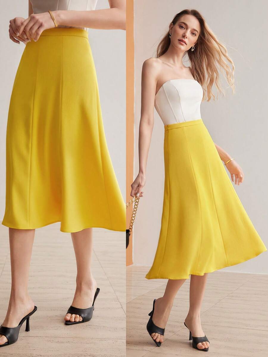 MOTF PREMIUM 純色拉鍊側裙擺裙