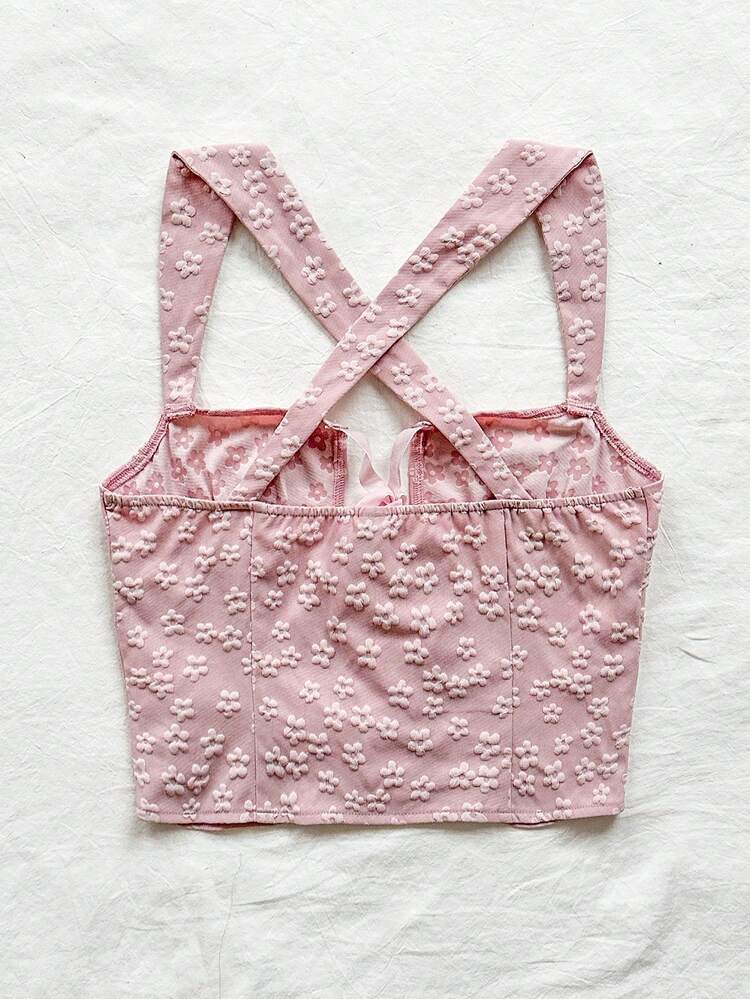 Holiday Square Neck Hollow Out Strap Backless Camisole Top With Tie Belt