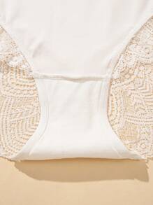 女性3入組純色對比花邊三角褲