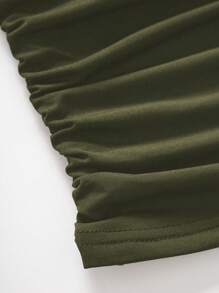 INAWLY Ladies' Plain & Minimalist Daily Wear Pleated Tank Top - Army Green - View 5