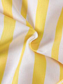 嬰兒男孩可愛獅印花短袖連帽爬服，夏季用 - 橘色 - 查看 5