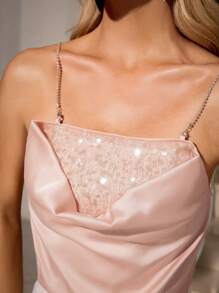 Aveloria Rosie Elegant Sequined & Beaded Strap Chain Accent Women Blouse