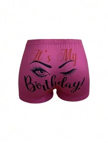 Women's Shorts For Summer, Fashionable Eye Printed Shorts - Hot Pink - View 5