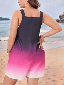 SHEIN CURVE+ Combinaison femme grande taille, couleur dégradée, style cargo - Multicolore - Voir 2
