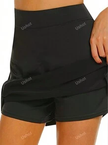 Women Sports Skirt Quick Drying Breathable Badminton Tennis Culottes Yoga Fitness Running Marathon High Waisted Half Length Ruched Miniskirt