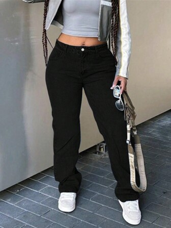 Damjeans med raka ben och casual passform