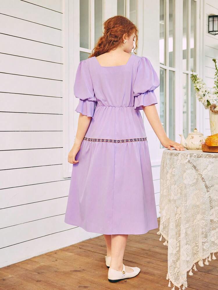 Teen Girl Spring/Summer Woven Bubble Short Sleeve Dress