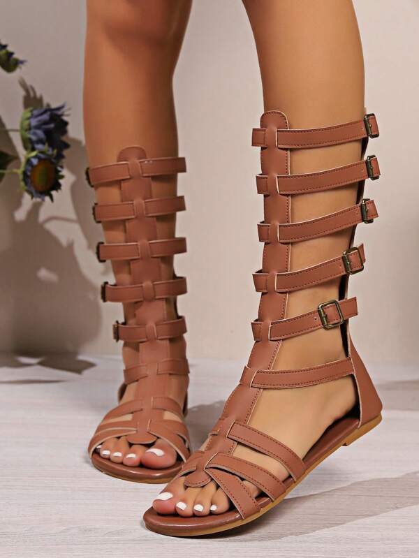 Styleloop Sandalias planas para mujer, estilo bohemio, retro americano, bohemio, western, festival de música, atuendo de fiesta