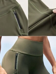 In My Nature 女性時尚高腰修身純色喇叭褲，適用於戶外長褲 - 軍綠色 - 查看 9