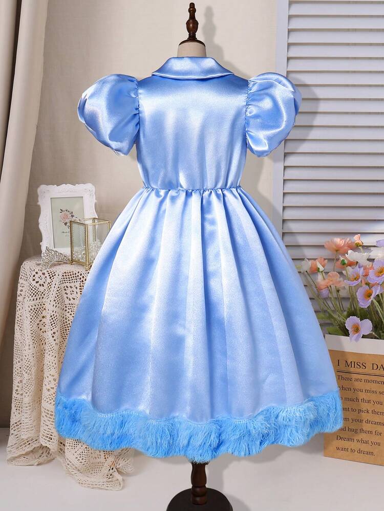 Tween Girl Puff Sleeve Gorgeous Princess Dress Suitable For Parties