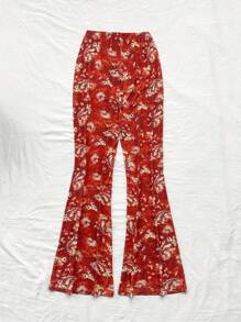 SHEIN WYWH Women's Fashionable Paisley Print High Waisted Flared Pants For Summer Holiday - Multicolor - View 4
