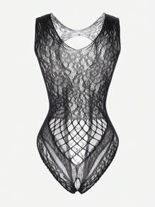 4pcs Women Sexy Sheer Bodystocking - Black - View 3