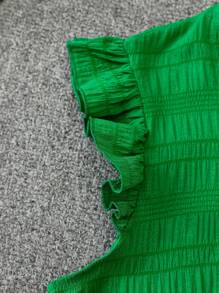 Franclia Damen Modisches und Elegantes Einfarbig Kurzarmkleid mit flatternden Ärmeln