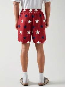 Manfinity VCAY Zomer geweven casual short voor heren met trekkoord en sterrenprint