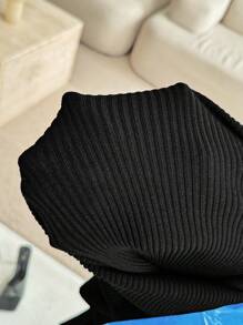 Calvaya Vestido suéter elegante ajustado para mujer con decoración de pedrería y detalle en el cuello