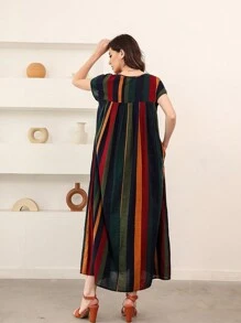 Mulvari 條紋圖案長款連衣裙 - 彩色 - 查看 2