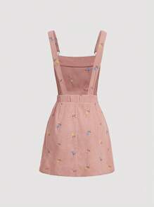 SHEIN MOD 女士粉色灯芯绒刺绣休闲夏装 - 藕粉色 - 查看 2