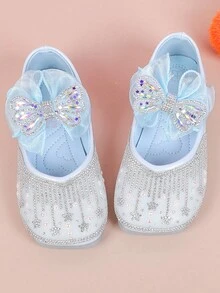 Children's Flat Shoes, Girls' Blue Princess Shoes, Summer Rhinestone Sequin Baby Shoes, Suitable For Spring And Autumn - Blue - View 2
