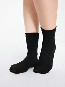 ROMWE Kawaii 3pairs Bow Decor Mid-Calf Socks With Heel