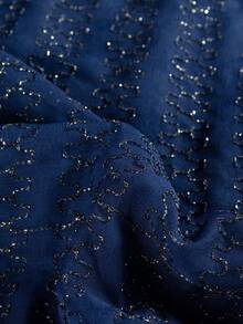 Women's Elegant Sequin Embellished Long Robe - Navy Blue - View 5