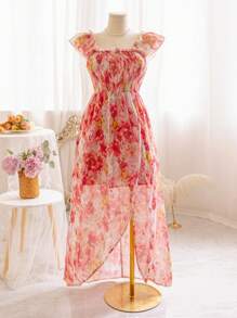 Soleia Đầm voan hoa lãng mạn thường ngày cỡ lớn cỡ A-Line cho kỳ nghỉ - Nhiều màu - Xem 1