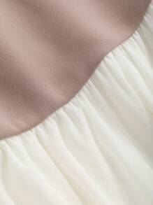 DAZY Ladies' Fashionable Elegant Sheer Mesh Splice Waist Cinched Dress, Birthday Prom Dress,Ruffle