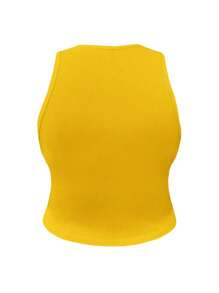 INAWLY 大尺碼女士純色簡約日常背心和上衣 - 黃色 - 查看 2