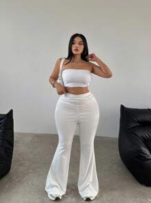 POPSWAY Plus Size Women's Plain Simple Casual Pants For Daily Wear