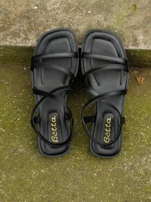 Women's Roman Style Flat Sandals, Run Small By One Size, New Summer Design,Beach Outfits - Black - View 7