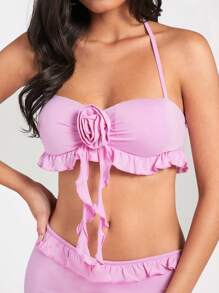 Forever 21 女士花卉3d設計性感舒適透氣吊帶上衣和裙子套裝 - 粉色 - 查看 5