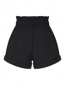 Calvaya Plus Size Women's Solid Color Simple Daily Shorts