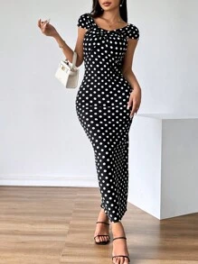 SHEIN Privé Vestido asimétrico con hombros abiertos para mujer - Albaricoque - Ver 3