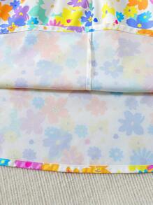 Vestido largo estilo camiseta con estampado de dopamina para niña preadolescente con un cardigan corto de unicolor - Multicolor - Ver 5