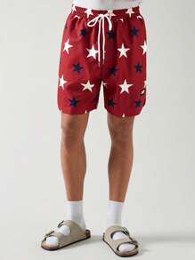 Manfinity VCAY Zomer geweven casual short voor heren met trekkoord en sterrenprint
