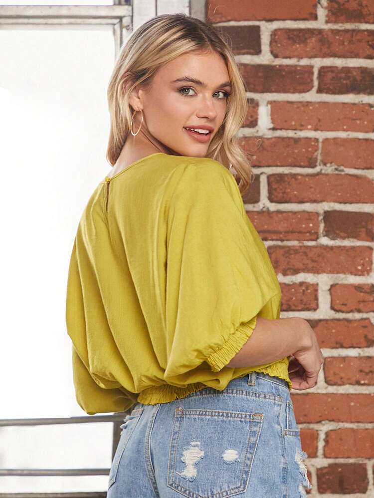 Ladies' Solid Color Simple Daily Wrinkle Shirt