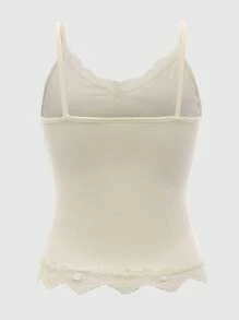 ROMWE 女士纯色蕾丝休闲夏季吊带背心，学校