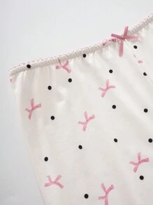 SHEIN Unity 女款圓點蝴蝶結印花休閒短褲 - 白色 - 查看 6