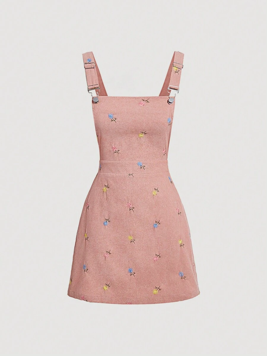 SHEIN MOD 女士粉色灯芯绒刺绣休闲夏装 - 藕粉色 - 查看 1