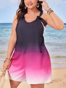 SHEIN CURVE+ Combinaison femme grande taille, couleur dégradée, style cargo - Multicolore - Voir 1