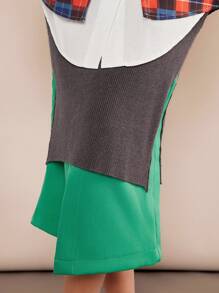 Hauture Plaid Layered Sweater Skirt - Multicolor - View 6